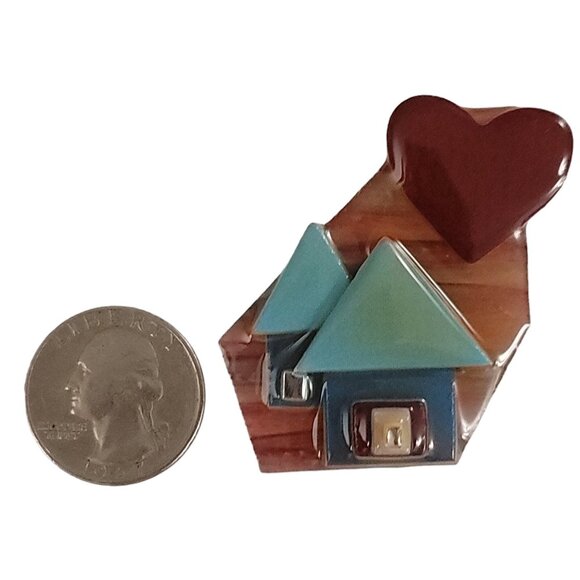 Lucinda Blue Green House Pin K513 - Picture 4 of 7